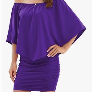 Off the shoulder purple dress, size large.